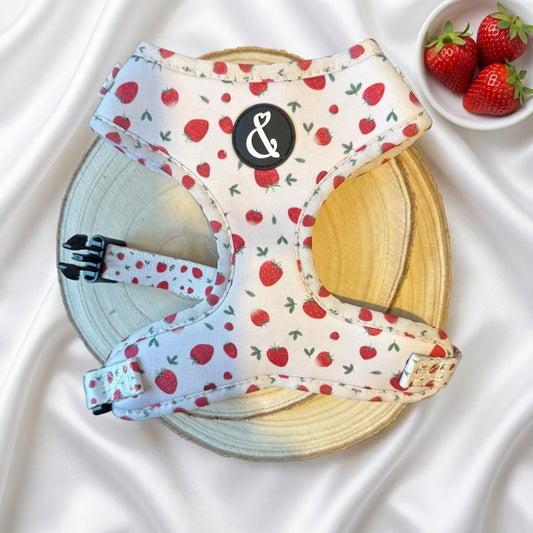Strawberry Paws Pink Adjustable Dog Harness