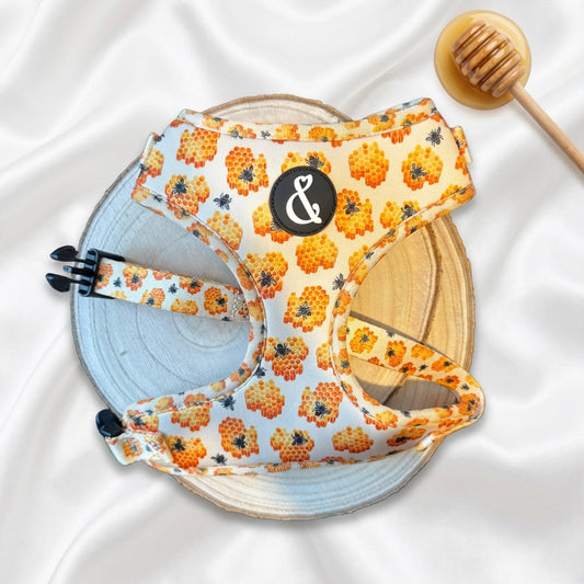 Honey Buzz Yellow Adjustable Dog Harness with Bees